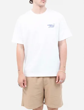 T-shirt bianca in cotone con stampa Express Delivery - Olow - FashionsVida