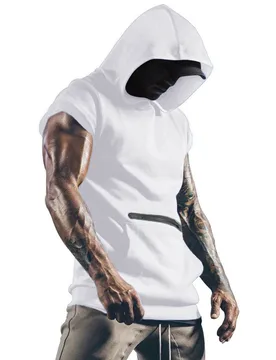 Men's Sleeveless Hooded Vest with Zipper Pocket, Athletic Workout Tank Top for Fitness and Training - Aliexpress - FashionsVida