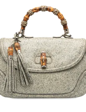 Large Speckled Leather New Bamboo Top Handle Bag - Gucci - FashionsVida