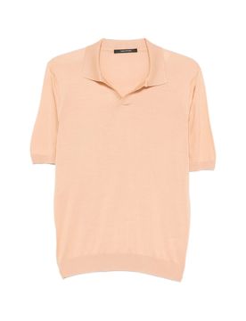 Men's Silk Polo with Polo Collar and Slit Neckline