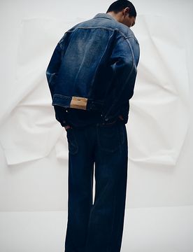 X Feng Chen Wang Denim Jacket Dark Worn Größe XL male