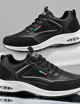 Par de zapatillas casuales y deportivas de moda para hombre - Suela antideslizante y transpirable, zapatillas con cordones para todas las temporadas - Shein - FashionsVida