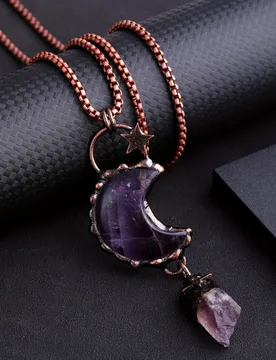 YEEVAA 1PC Star Moon Amethyst Natural Stone Necklace Pendant Jewelry Gift(Comes With Original Necklace) - Aliexpress - FashionsVida