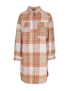 Giacca Lunga Donna W Checky Shirt Jacket Beige
