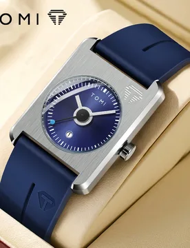 Reloj de pulsera de cuarzo TOMI de lujo para hombres con correa de silicona cuadrada, minimalista versátil unisex para uso diario y desplazamientos, - Shein - FashionsVida