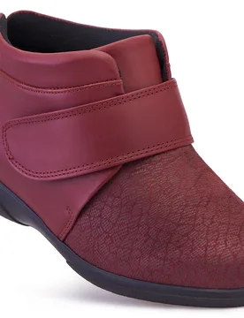 Julia Women's Extra Wide Boots for Swollen Feet - Claret Mosaic - Size: 7½ XXW - Cosyfeet - FashionsVida