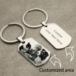 Pieza Llavero de placa de perro de metal, personalizable con foto y texto, adecuado para hombres, novios y familia, regalo único para mascotas, regal