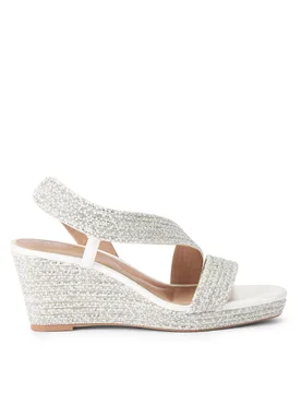Womens Gala Wedge Jewel 70 Heels - White Fabric - Size Uk 4 - Carvela - FashionsVida