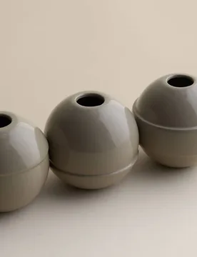 Set of 3 Round Bud Vases Taupe - M&S X Kelly Hoppen - FashionsVida