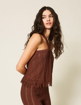 Top en maille avec franges