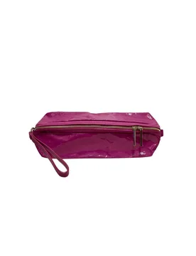 Fuchsia vinyl & leather clutch bag - Pleats Please - FashionsVida