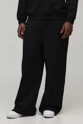 Mens Basic Extreme Wide Leg Jogger - Black Cotton - Size 2xl