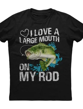 I Love A Large Mouth On My Rod. Funny Angler Gift T-Shirt 100% Cotton O-Neck Short Sleeve Casual Mens T-shirt Size S-3XL - Aliexpress - FashionsVida