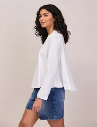 Pure Cotton Draped Relaxed Top White female