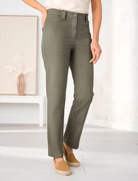 Urlaubshose Baumwoll-Leinen-Mix - Khaki - female - Size: 50 - Avena - FashionsVida