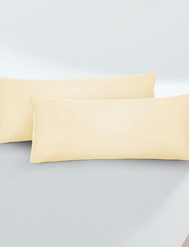 Feinjersey-Kopfkissenbezug Doppelpack gelb, 2x 40x80 cm