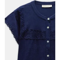 Blusa de mujer 100% algodón de manga corta con bordados