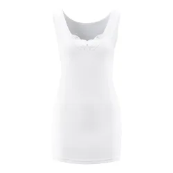 Damen Unterhemd mit Spitze, 4er Set L weiss