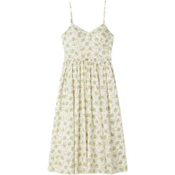 Vestido largo floreado con tirantes efecto corsé 100% algodón
