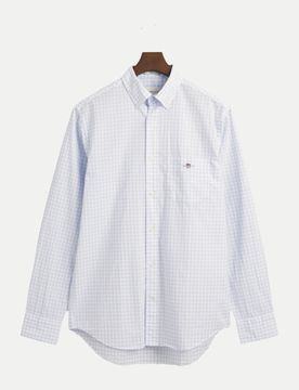 Regular-Fit Popeline Hemd mit Vichy-Karo Blau 3XL