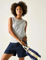 Fariene Pure Cotton Striped Vest Top White Mix female