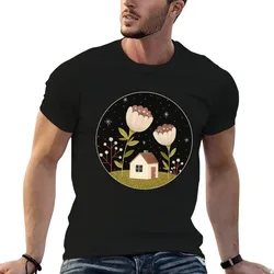 Tiny house among flowers T-Shirt Street Art Print Tee Shirt