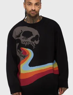 Gothic Strickpullover - VNTGOTH Jacquard Sweater - XS bis XXL - für Männer - Größe S - schwarz - Männer - male - Killstar - FashionsVida