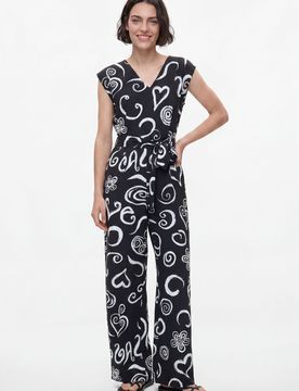 Combinaison imprimée lettres, , Noir, XS