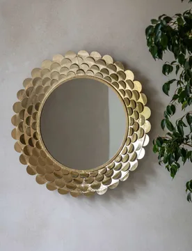 Windsor Metal Large Round Wall Mirror Gold - Gallery Direct - FashionsVida