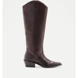 Bota tacón, campera alta piel