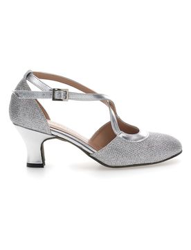 Scarpe da Ballo Argento con Tomaia Glitterata Made in Italy 5555 40