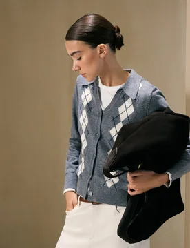 Jersey de mujer de cuello polo de rombos - Woman El Corte Inglés - FashionsVida
