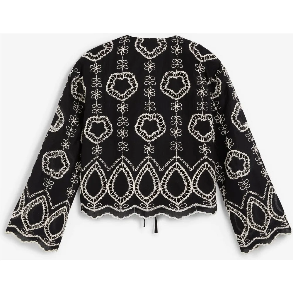 Camisa de mujer bordada con escote de pico - Scalpers - FashionsVida