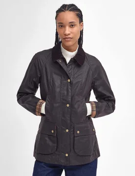 Giacca Classic Beadnell color testa di moro in cotone cerato e colletto in velluto a costine - Barbour - FashionsVida