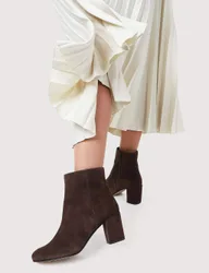 Leather Block Heel Ankle Boots Brown female