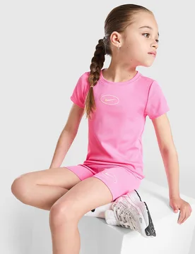 Girls' Ribbed T-Shirt/Shorts Set Children, Rosa - unisex - Size: 5-6Y - Nike - FashionsVida