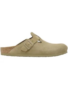 Sabots en cuir suédé - Boston LEVE Narrow Faded Khaki en Cuir - Taille 37 - Marron - Birkenstock - FashionsVida