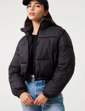 Black Puffer Jacket - Black - Size: L - Pink Vanilla - FashionsVida
