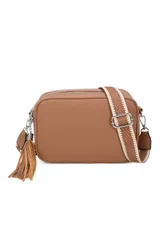 Women's Tassol Crossbody Bag with Canvas Strap in Light Brown - Light Brown - Size: One Size