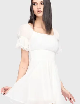 Gothic Kurzes Kleid - Celestial Summer - Off The Shoulder Mini Dress - S bis XXL - für Damen - Größe L - creme - Frauen - female - Killstar - FashionsVida