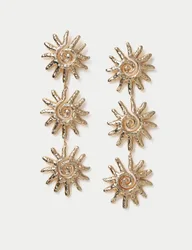 Triple Sun Drop Earrings Gold female