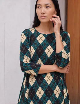 Women's Jacquard Stretch Tunic Top in Teal Size: 12 - Teal - Size: 12 - Roman - FashionsVida