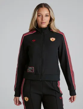Manchester United x Womens Terrace Icons Track Top Black 2XS - Adidas - FashionsVida