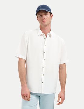 Kurzarm-Hemd mit Leinen-Mix Weiß 3XL