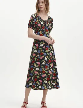 Women's Petite Jada Puff Sleeve Midi Dress in Black Size: 16 - Black - Size: 16 - Finery London - FashionsVida