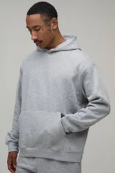Herren Basic Oversized Over-the-Head Hoodie Sweatshirt Grey Marl Größe XL