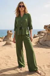 Safari Tie Front Jacket - Khaki - Size: 18
