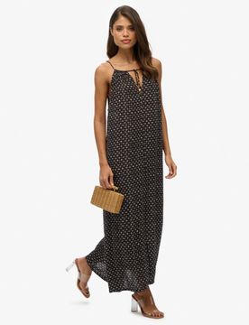 Superdry Damen Strand-maxikleid mit Trägern Black - Größe: 42