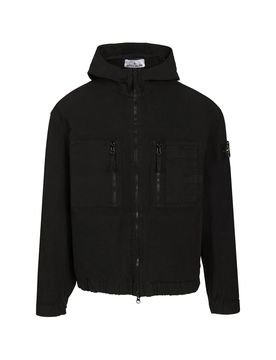 Hooded Organic Cotton Ripstop Overshirt with Vertical Zip Pockets
