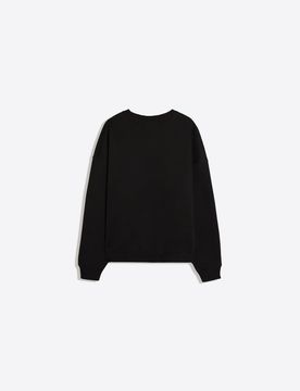 Bershka Sweat Col Rond Femme M Noir